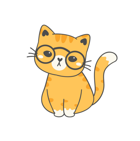 Yellow Cartoon Cat in glasses - Kate's A'cat'emy Yellow Cartoon Cat in glasses - Kate's A'cat'emy